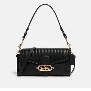 Coach Jade Shoulder Bag with Black Leather Linear Quilting NWT